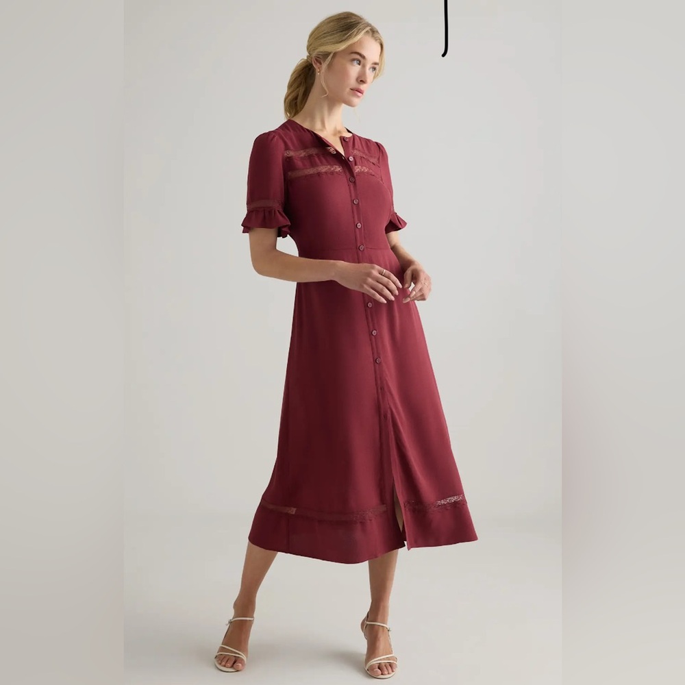 Quince Burgundy Midi Dress